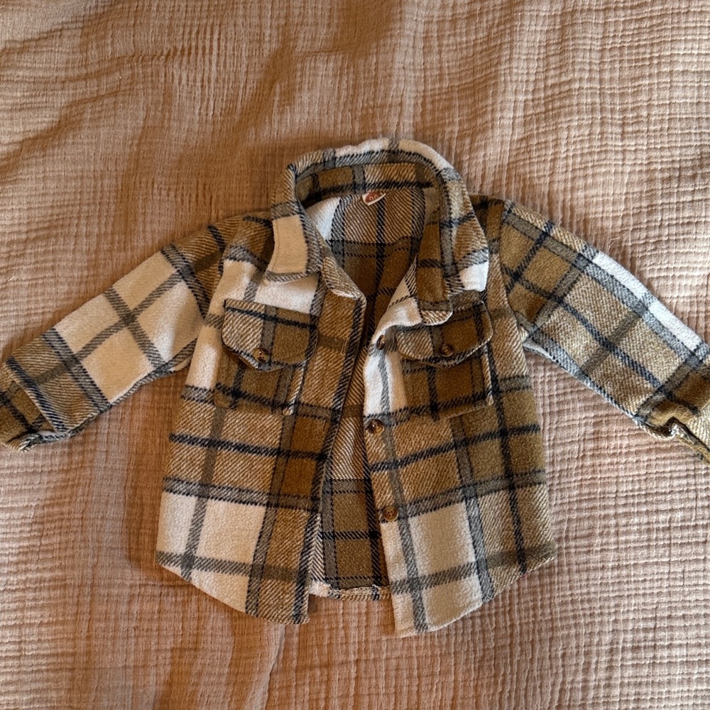 Plaid Button-Up Jacket for Kids
